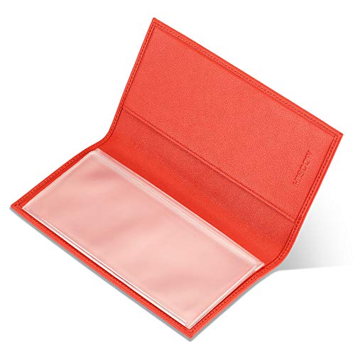Image of HISCOW Minimalist Checkbook Cover - Full Grain Leather (Premium Scarlet)