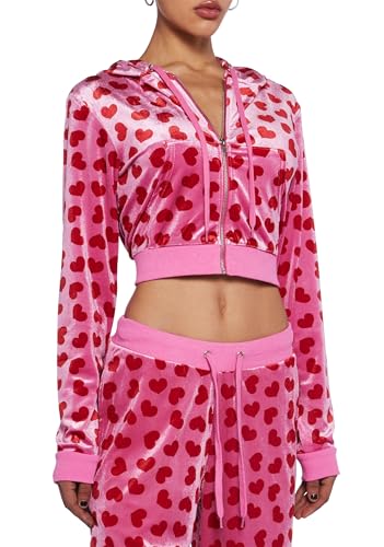 Dolls Kill Loyal Maneater Velour Track Jacket by Sugar Thrillz – Cropped Heart Print Zip-Up Jacket4