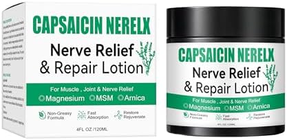 Capsacin Nerve Total Relief Cream with Arnica, Menthol, MSM and Glucosamine for Body Joint Areas, Feet, Hands, Legs, Muscles, Joints, and Waist, 100g