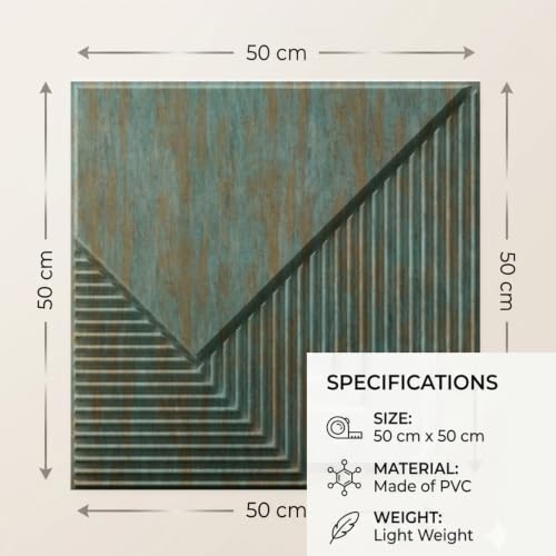 Image of Kayra Decor 3D PVC Wall Panels for Bedroom & Living Room | Plaina Design | Rustic Wood Color | 19.7 x 19.7 Inch | Pack of 40 | 107.6 Sq Ft