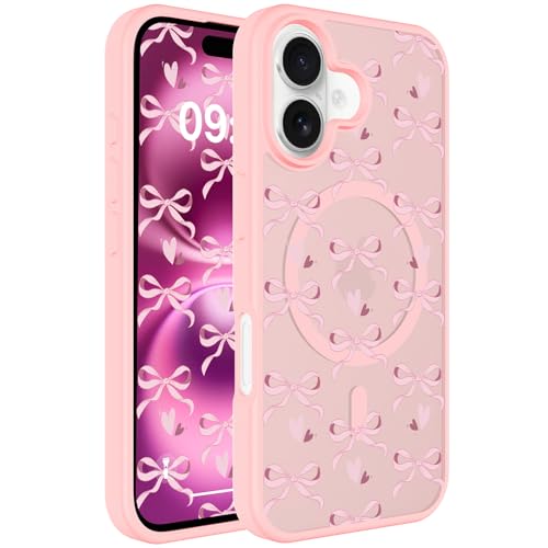Coque iPhone 16 avec joli nœud rose pour un style esthétique au quotidien