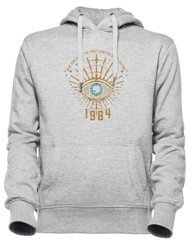 Sweat à capuche homme femme Luxogo 1984 George Orwell gris unisexe