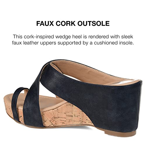 Journee Collection Womens Rayna Wedge Sandals Criss Cross Straps With Open Toe And Tru Comfort Foam Insole, Navy, 8 #TOP4