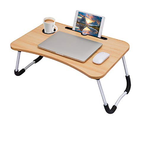 Mesa De Ordenador Portátil, Escritorio Plegable Portátil Verticales (Con Ranura De Taza), Portátil Bandeja Del Desayuno Bandeja De Estantería, Que Se Utiliza Para El Sofá, Cama