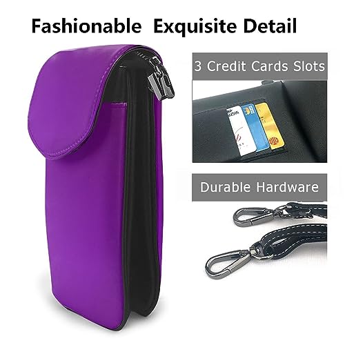 Solid Color Dark Purple Crossbody Bag, Leather Crossbody Flap Mobile Phone Bag.* Fashion Tassel Wallet Designed For Women.2