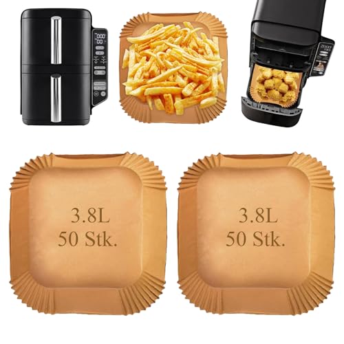100 Stück Airfryer Backpapier für Heißluftfritteuse Ninja SL300EU Ninja Double Stack XL 7.6L Air Fryer Ninja Heißluftfritteuse Zubehör Airfryer Zubehör für Ninja Sl300eu