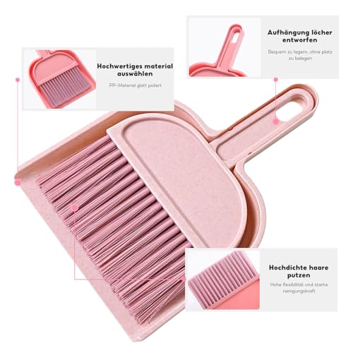 4 Stück Mini Besen, Kehrschaufel und Besen Set, Handbesen mit Schaufel Tragbare Tischplatte Kehrschaufel Halbkreis Kehrschaufel Set für Büro Küche – Bild 4