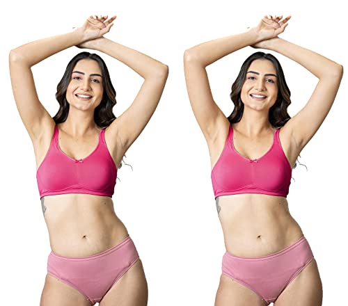 Image of Lyra 515 Valentina Full Covarage Solid Coloured Premium Cotton Moulded Bra for Women (Pack of 2) Multicolour