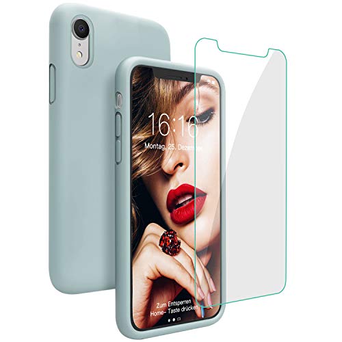 Hülle für iPhone XR, Silikon Handyhülle mit Kostenfreier Schutzfolie Schutz vor Stoßfest/Scratch Schutzhülle Bumper Case Cover für iPhone XR