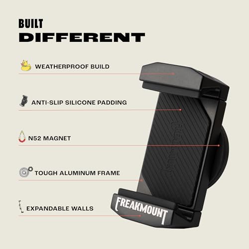 FREAKMOUNT 2.0 Magnetic Motorcycle Phone Mount - Compatible with Harley Davidson - Premium Billet Aluminum Holder for Gas Tank, High-Speed Magnet Accessories - Fits Most Phones, Black