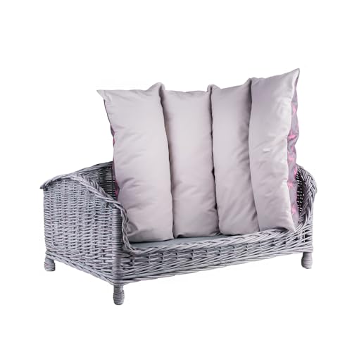 Camp pour chien et lit pour chat e-wicker24 en osier gris : cocon de douceur - 7
