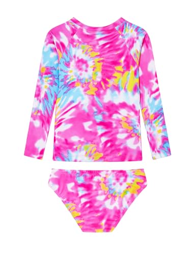 Girls Rash Guard Swimsuit Two Piece Bathing Suits Size 5-6 Years Old Blue Yellow Flowers Tankini Swimwear2