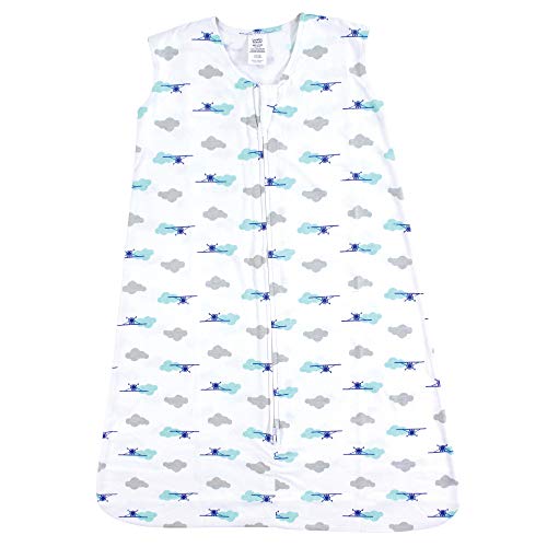 Image of Luvable Friends Unisex Baby Sleeveless Jersey Cotton Sleeping Bag, Sack, Blanket, Airplane Cloud Jersey, 0-6 Months
