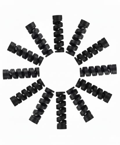 Image of skysia Spiral Cable Charger Protector Wire Protector - Data Cable Saver, Earphone Cable Cover, Cords Protective Wire Winder Sleeve Charger Cover (Black End Guard (12 Pcs))