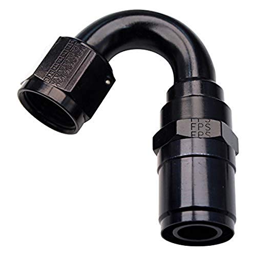 Image of Fragola Fitting, Hose End, Crimp-On, 150 Degree, 6 an Hose Crimp to 6 an Female, Aluminum, Black Anodize, Each