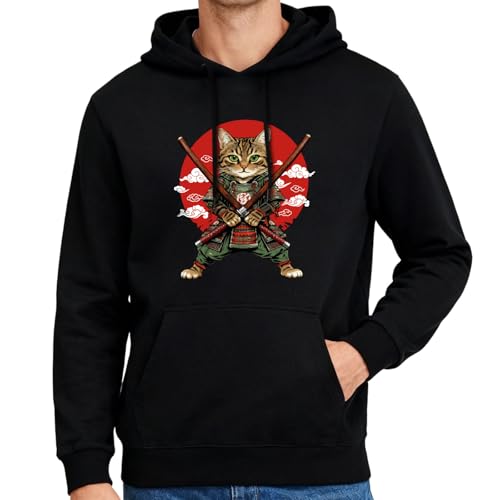 Black Hoodies for Men Funny Cat Pullover Hoodie for Him Unisex Polyester Sweatshirt for Women Essentials Hoodie for Women Pullover Sweatshirt for Women Men Gift for Chritsmas Thanksgiving