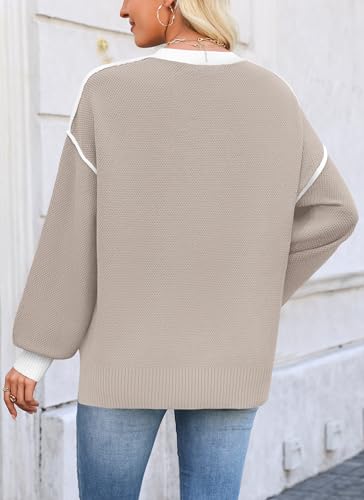 Image of WEACZZY Women Crew Neck Long Sleeve Ribbed Knit Side Slit Pullover Sweaters