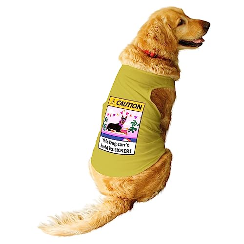 Image of Ruse Pet Home is Where the Dog is Printed Dog Round Neck Sleeveless Vest Tank T-Shirt /Tees Apparel /Clothes /Tees Gift for Dogs (Yellow /XXL (Saint Bernard, Great Dane etc.)