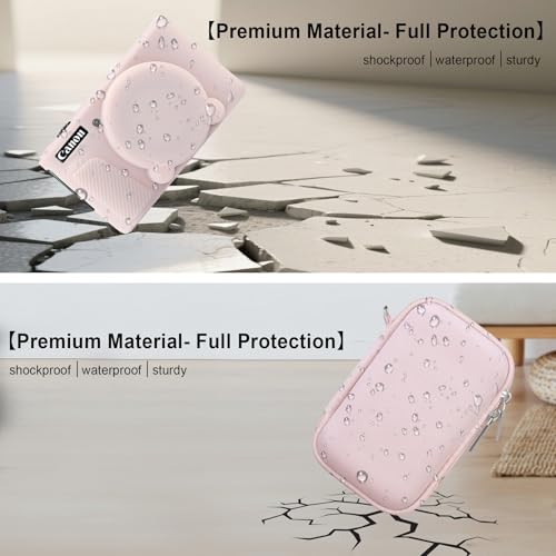 Image of Elonbo Camera Case for Canon PowerShot SX740 / SX730 Digital Camera, Canon SX740 / SX730 HS Hard Carrying Case + Soft Silicone Cover with Removable Lens Cover, Jelly Pink