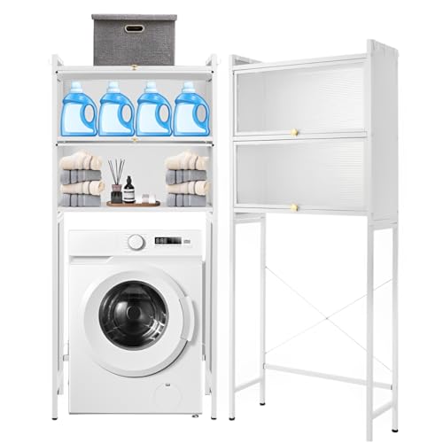 Armario alto para lavadora y armario de almacenamiento con estante interior de baño con armario de baño, estante de almacenamiento, 70 x 25 x 167 cm, armario superior al inodoro o lavadora