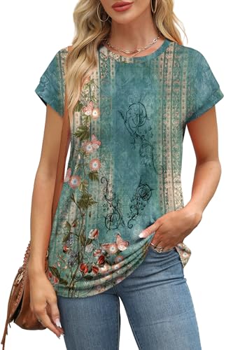 Image of Alaroo Womens Summer Tops Short Sleeve Shirts Crew Neck Cute Trendy Tunic Blouses (S-3XL)