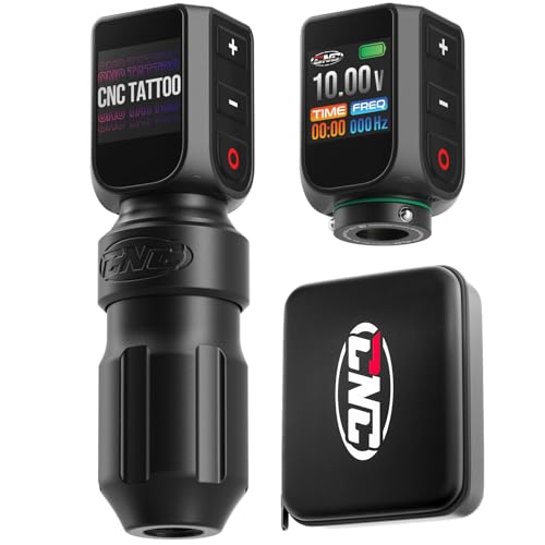 CNC Wireless Tattoo Machine, Rotary Pen with 3200mAh Dual Batteries Power Supply Tattoo Gun LED Display 4.0 Stroke Coreless Motor for Tattoo Professionals and Beginners CNC-M2-E77PRO-1