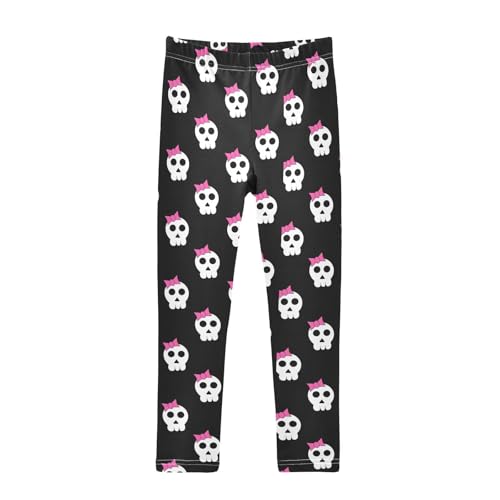ZZKKO Girls Leggings Cute Skull with Bow Toddler Girls Clothes Leggings for Girls Toddler Girls Leggings 3-4T