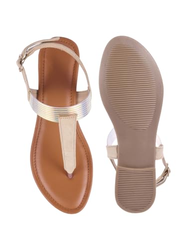Image of SilverArrow womens Mcoom Flat Sandal | Fashion Sandal with Strap Buckle Closure|Suitable for Casual Outfit
