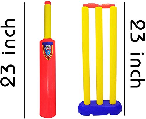 Image of Prime Kids Cricket Kit Set With Bat, Balls, Wickets, Bells- Indoor Beach Outdoor Garden Play Set Pack Of 1 (Bat Ball), Multicolor