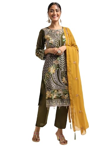 Combinaison paillettes Resham Zari 13689 en georgette du bureau aux soirées chics