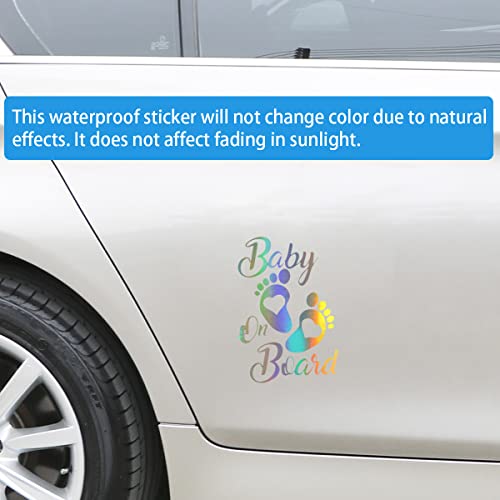 Zipelo Baby On Board Sticker, 2 Pcs Vinyl Decals For Car, Auto Body Window Bumper Decoration, Waterproof Footprint Stickers, Universal Fit For Trucks Motorcycle Wall Laptop (Multicolour) #TOP3