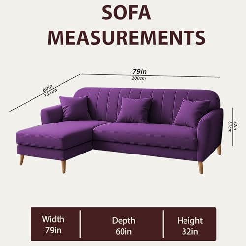 Image of Atticus LHS 4 Seater L Shape Sofa Set for Living Room (Purple Fabric) Premium Fabric Sofa Set