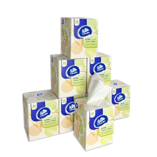 Image of Vinda 3-Ply Ultra Care Facial Tissues, 86 Count Each Box, 8 Cube Boxes