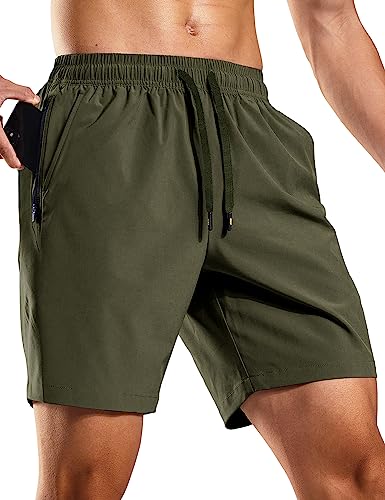 MIER Men's Quick Dry Running Shorts with Zipper...