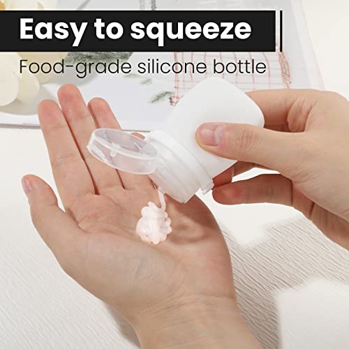 RONRONS Silicone Travel Bottles,1oz Mini Ketchup Squeeze Salad Dressing Sauce Bottles Small Leak Proof TSA Approved Container for Shampoo Conditioner Toiletries(4 Pieces4