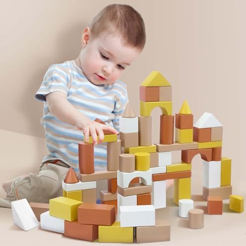 Joyreal MX406 Building Blocks For Toddlers 1-3 - 100Pcs Building Blocks With Innovative Wooden Shapes & Variety Colors thumb #7