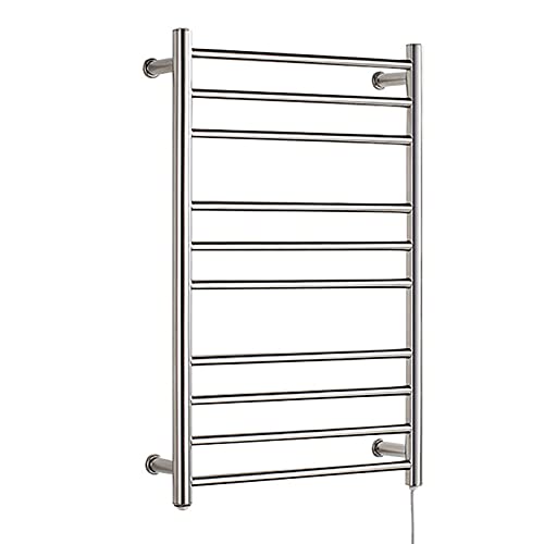 WQPMNYG Toallero calefactado, Estante, 10 Varillas calefactoras de Pared, bajo Consumo, Acero Inoxidable 304, tamaño Grande, para baño, con Interruptor, Tubo Redondo, enchufable