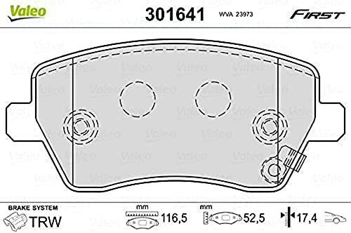 Valeo Plaquettes De Frein First 301641 Jeu De 4 Plaquettes Essieu Avant Entièrement Équipé Avec Accessoires Montés