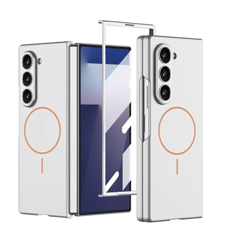 COQUE Custodia per Samsung Galaxy Z Fold 7,Custodia per cellulare 2 in 1 con pellicola protettiva integrata e anello magnetico invisibile, cover ultra sottile per Samsung Galaxy Z Fold 7-Argento
