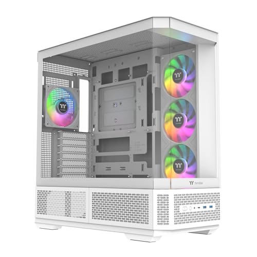 Image of Thermaltake View 370 TG ARGB Mid Tower; 1x360mm & 1x120 ARGB PWM Fans Included; 360mm Rad Support; 420mm GPU Clearance; Hidden Connector Support (ATX /mATX); Vertical GPU Support;Snow; CA-11N-00M6WN-00
