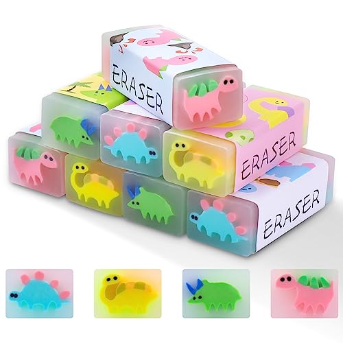 JIANTA Gomme da Cancellare, 8 Pezzi Gomme da Cancellare per Bambini, Dinosauro Gomme per Cancellare Profumate alla...