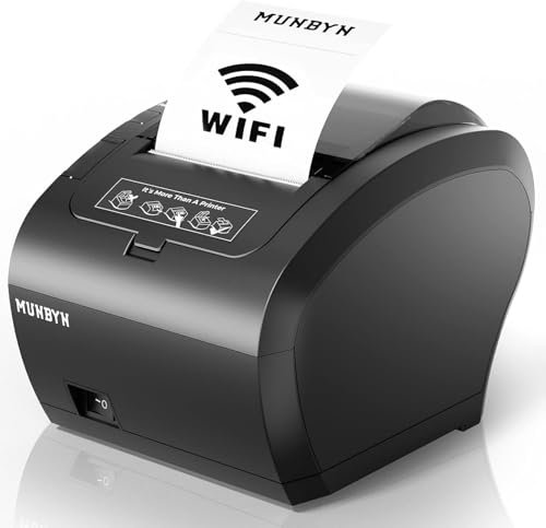 Image of MUNBYN WiFi Receipt Printer with USB Port, 80mm POS Printer Works with Square Mac Windows Chromebook Linux Cash Drawer, ESC /POS (P047 WiFi), Do Not Support Clover Ubereats Shopify Bluetooth 5G WiFi