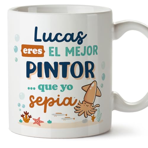  Mugffins Tazza Personalizzata in ceramica per PITTORE uomo 11 oz / 350 ml - In spagnolo - Mejor que yo Sepia - Idea regalo per compleanno, anniversario, natale, laurea