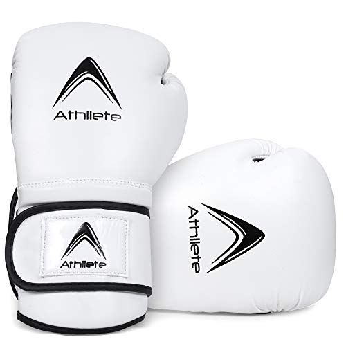 Athllete Boxing Gloves For Men & Women, Boxing Training Gloves, Kickboxing Gloves, Sparring Punching Gloves, Heavy Bag Workout Gloves For Boxing, Kickboxing, Muay Thai, Mma (Black/White 12 Oz) #TOP1