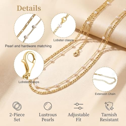 Image of PALAY 2pcs Pearl Waist Chain for Women Stylish Saree Gold Plated Belly Chain 2-Layered Ladies Body Hip Chain for the Waist Bikini Jewelry - 26-42in