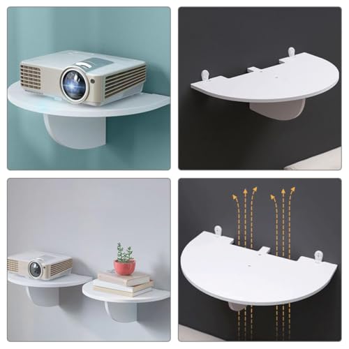 Soporte de pared de madera blanca para proyector y enrutador con accesorios incluidos 5
