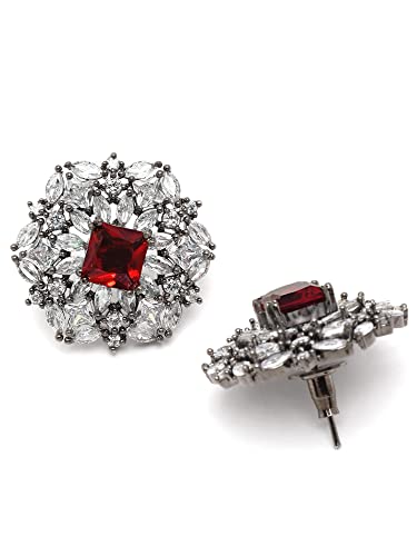 Image of Karatcart Women Green American Diamond Stud Earrings