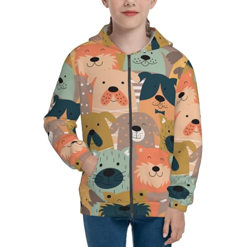 Colorful Dogs Kid Hoodies Boys Zip Up Sweatshirts Girls Pullover with Pocket3