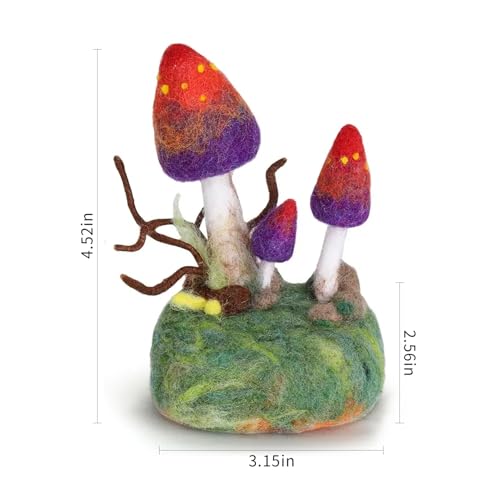 Image of CZHYINB Mushroom Needle Felting Kit, Wool Felting Kits for Beginners, Wool Felting Kit with Felting Pad, Felting Needles and Instruction for Beginners Adult, Needle Felting Starter Kit for DIY Lovers