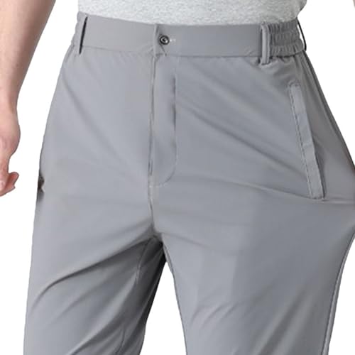 Stretch Ice Silk Comfort Everyday Pant Man High Elastic Waist Straight Pants Stretch Men Casual Trousers4
